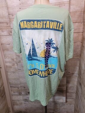 Margaritaville Men's Light Green Graphic Tee - 'It's 5 O'Clock Somewhere'
